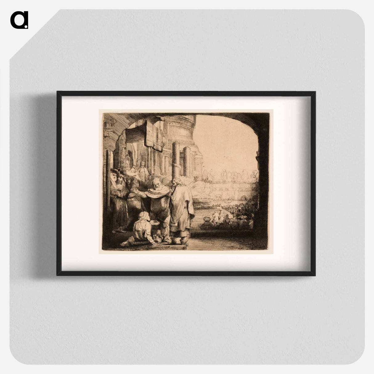Peter and John Healing the Cripple at the Gate of the Temple - Rembrandt van Rijn Poster.