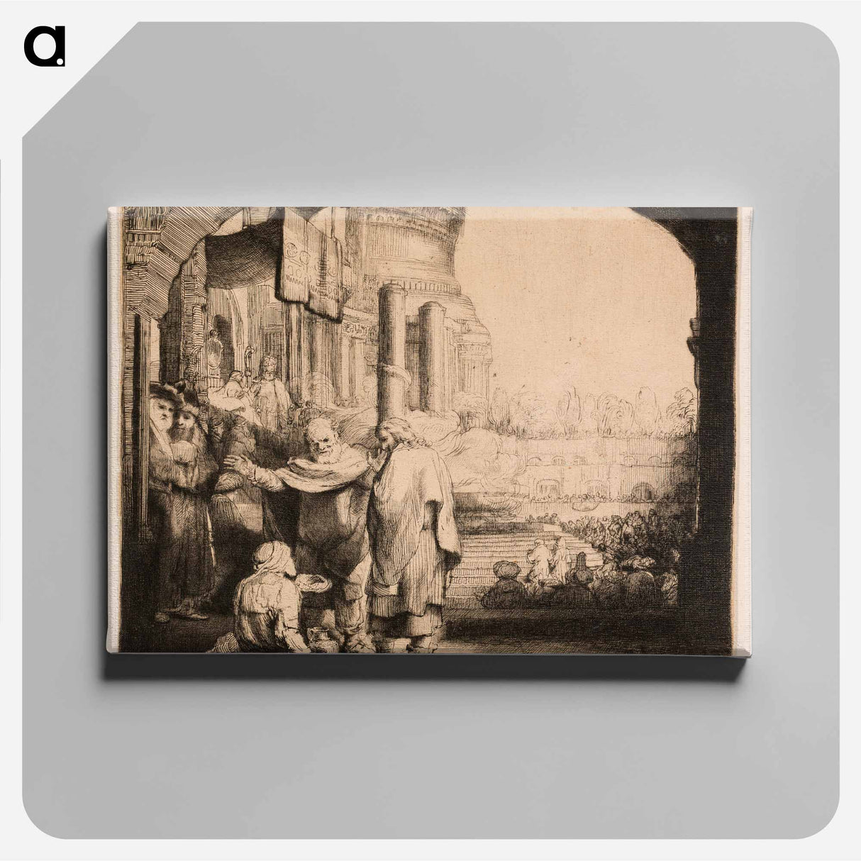 Peter and John Healing the Cripple at the Gate of the Temple - Rembrandt van Rijn Canvas.