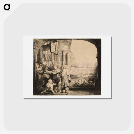 アートポストカード-Peter and John Healing the Cripple at the Gate of the Temple - レンブラント ファン レイン Postcard.