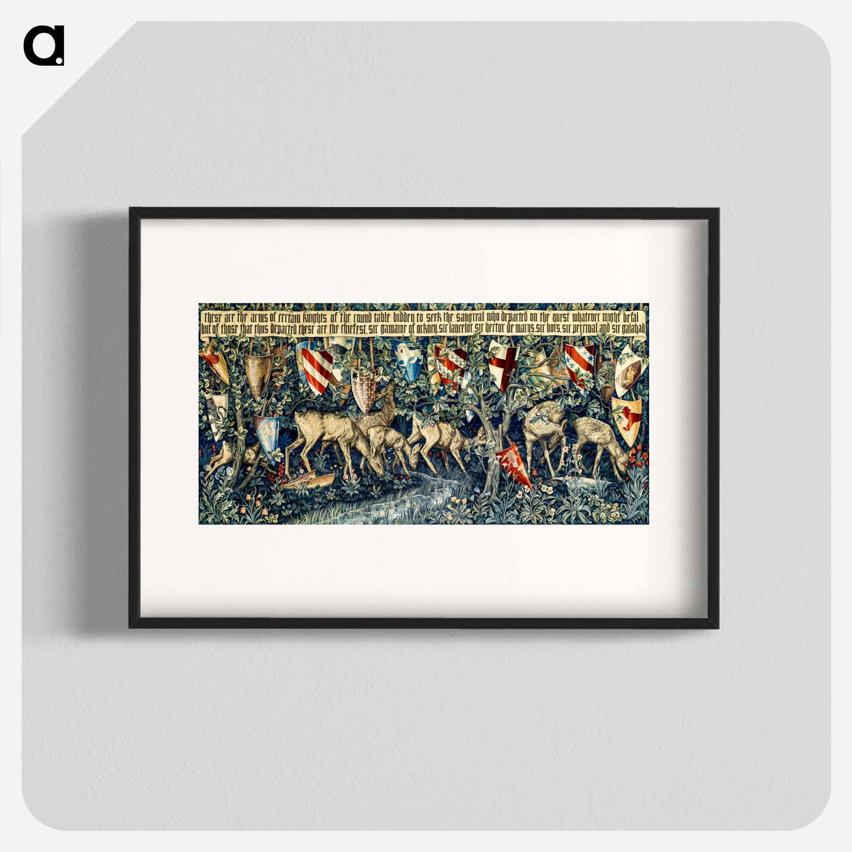 Quest for the Holy Grail Tapestries: Verdure with Deer and Shields - William Morris Poster.