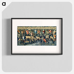 アートポスター-Quest for the Holy Grail Tapestries: Verdure with Deer and Shields - ウィリアム モリス Poster.