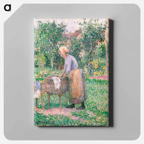 アートパネル-A Washerwoman at Éragny - カミーユ ピサロ Canvas.