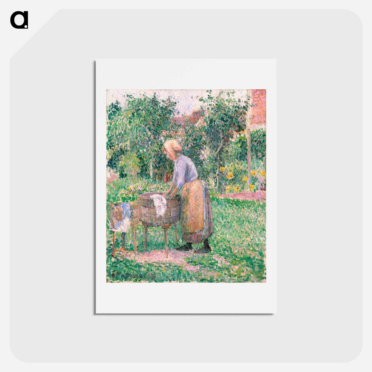 アートポストカード-A Washerwoman at Éragny - カミーユ ピサロ Postcard.