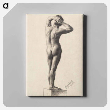 Boy nude with red drapery - グスタフ クリムト Canvas.