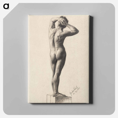 Boy nude with red drapery - グスタフ クリムト Canvas.