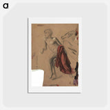 アートポストカード-Boy nude with red drapery - グスタフ クリムト Postcard.