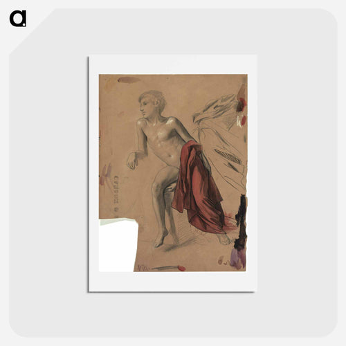 Boy nude with red drapery - グスタフ クリムト Postcard.