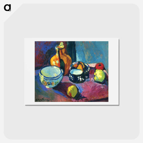 アートポストカード-Dishes and Fruit on a Red and Black Carpet - アンリ マティス Postcard.