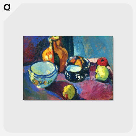 アートポストカード-Dishes and Fruit on a Red and Black Carpet - アンリ マティス Postcard.