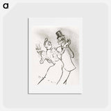 アートポストカード-The Dancer La Goulue and Valentin Le Désossé Dancing in the Moulin Rouge - アンリ ド トゥールーズ ロートレック Postcard.