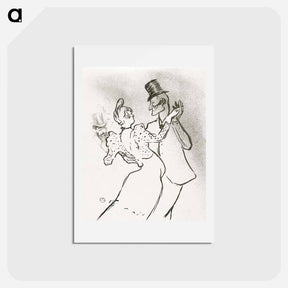 アートポストカード-The Dancer La Goulue and Valentin Le Désossé Dancing in the Moulin Rouge - アンリ ド トゥールーズ ロートレック Postcard.