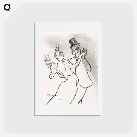 アートポストカード-The Dancer La Goulue and Valentin Le Désossé Dancing in the Moulin Rouge - アンリ ド トゥールーズ ロートレック Postcard.