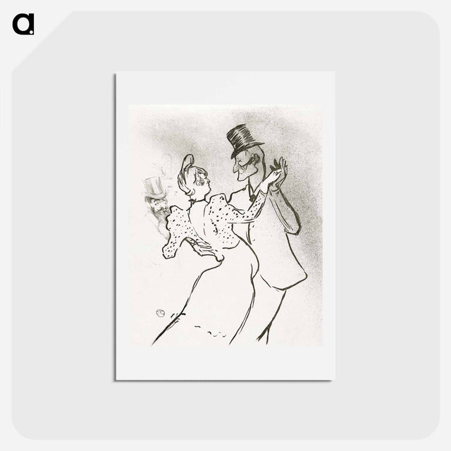アートポストカード-The Dancer La Goulue and Valentin Le Désossé Dancing in the Moulin Rouge - アンリ ド トゥールーズ ロートレック Postcard.