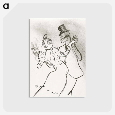 アートポストカード-The Dancer La Goulue and Valentin Le Désossé Dancing in the Moulin Rouge - アンリ ド トゥールーズ ロートレック Postcard.