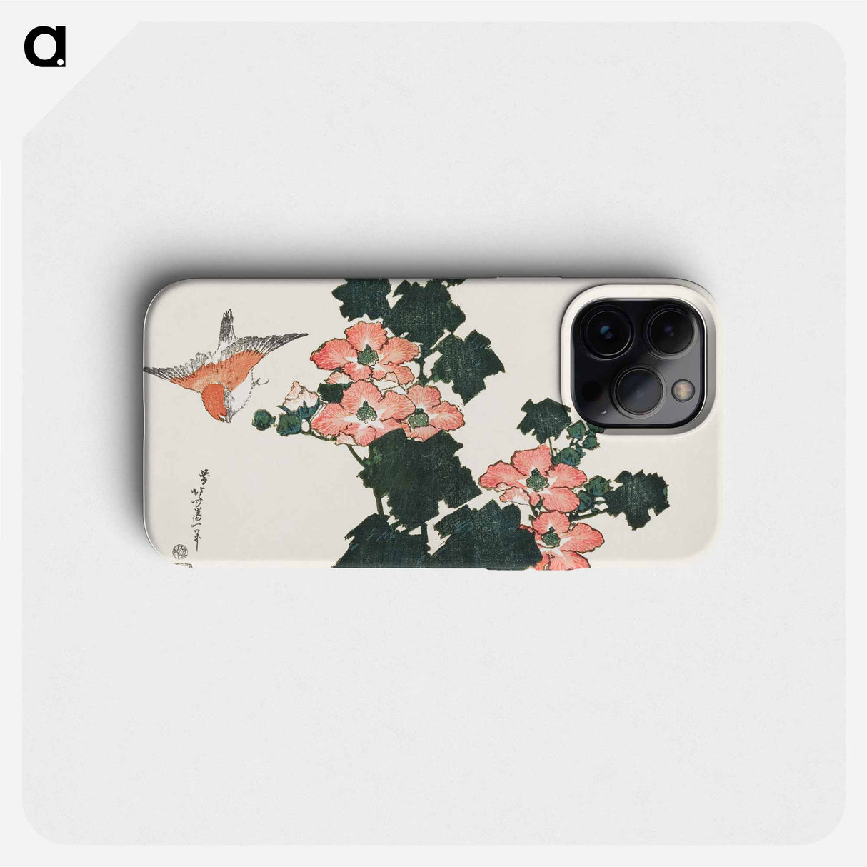 Red Roses and Bird - 葛飾 北斎 Phone Case.