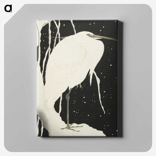 雪中の鷺 - 大原 古邨 Canvas.