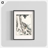 アートポスター-Japanese Great Tit and Japanese Cypress
 - 鳥類図鑑 Poster.