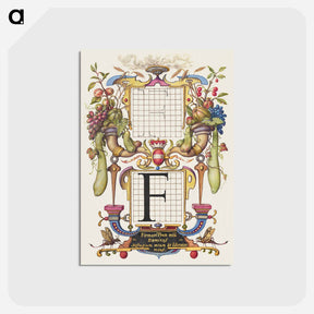 アートポストカード-Guide for Constructing the Letter F from Mira Calligraphiae Monumenta
 - 書道のお手本 Postcard.