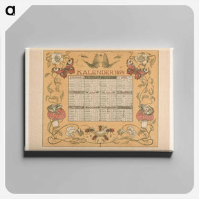 アートパネル-Kalender van het jaar 1899, met bloemen, insecten en kikkers - テオ ヴァン ホイテマ Canvas.