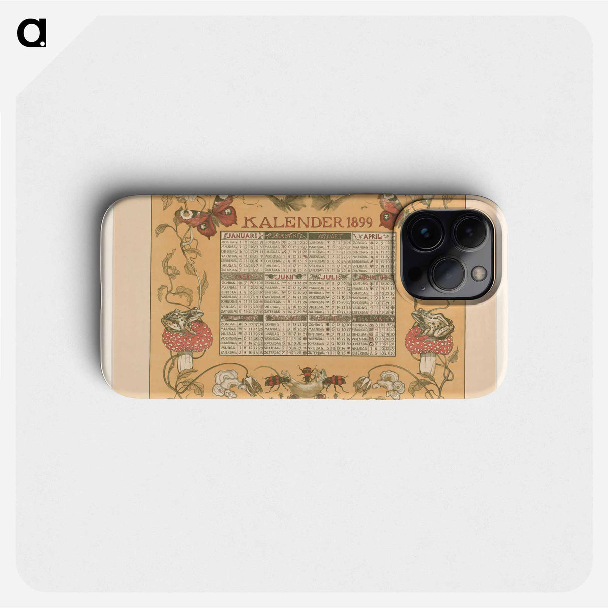 Kalender van het jaar 1899, met bloemen, insecten en kikkers - テオ ヴァン ホイテマ Phone Case.