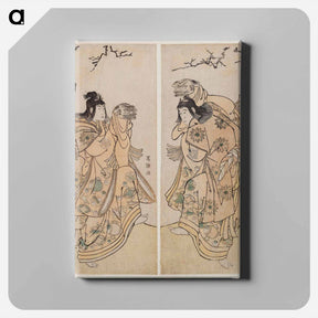 アートパネル-Ichikawa Yaozō III (R) and Nakayama Tomisaburō I (L) as Two Kamuro Performing a Lion Dance - 東洲斎 写楽 Canvas.
