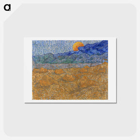 アートポストカード-Landscape with wheat sheaves and rising moon - フィンセント ファン ゴッホ Postcard.