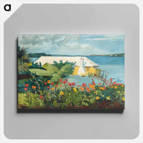 アートパネル-Flower Garden and Bungalow, Bermuda - ウィンスロー ホーマー Canvas.