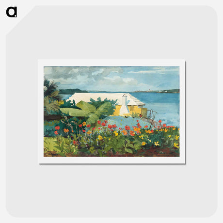 アートポストカード-Flower Garden and Bungalow, Bermuda - ウィンスロー ホーマー Postcard.
