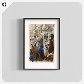 アートポスター-The Market at Gisors; Rue Cappeville - カミーユ ピサロ Poster.