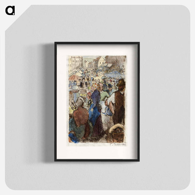 アートポスター-The Market at Gisors; Rue Cappeville - カミーユ ピサロ Poster.