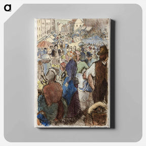 アートパネル-The Market at Gisors; Rue Cappeville - カミーユ ピサロ Canvas.