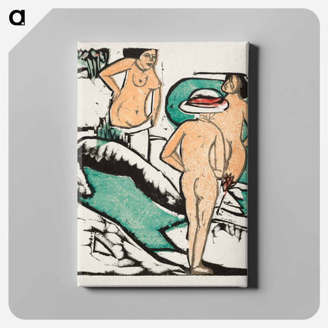 アートパネル-Women Bathing Between White Stones - エルンスト ルートヴィヒ キルヒナー Canvas.