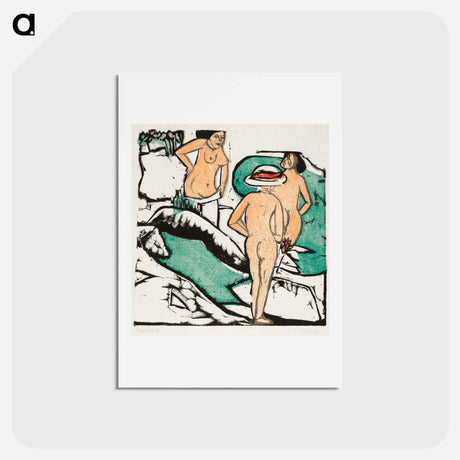 アートポストカード-Women Bathing Between White Stones - エルンスト ルートヴィヒ キルヒナー Postcard.