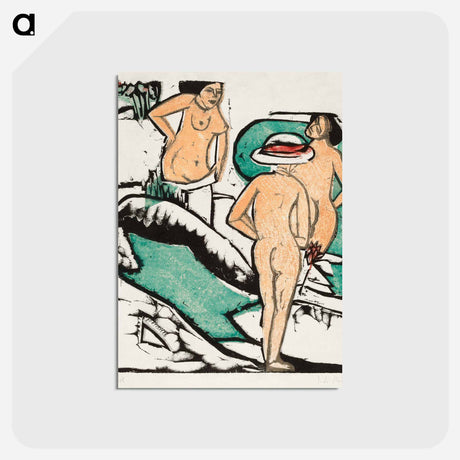 アートポストカード-Women Bathing Between White Stones - エルンスト ルートヴィヒ キルヒナー Postcard.