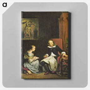 アートパネル-Milton dictated (Paradise Lost) to his daughters - ウジェーヌ ドラクロワ Canvas.
