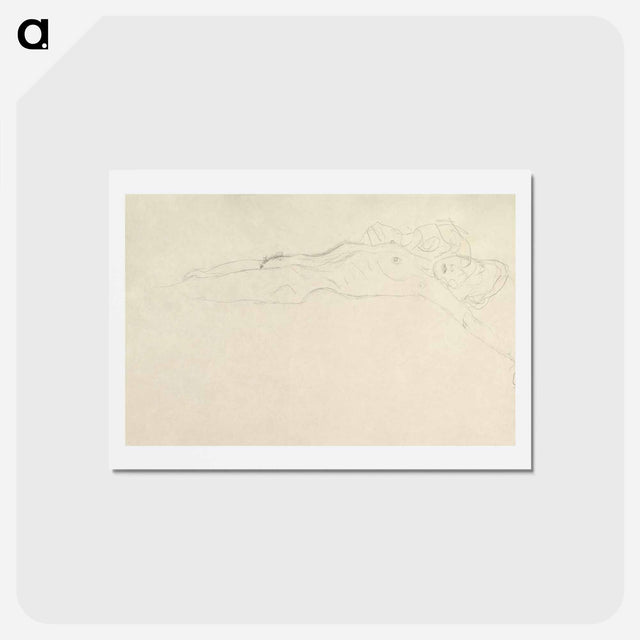 アートポストカード-Reclining Nude with Outstretched Left Arm - グスタフ クリムト Postcard.