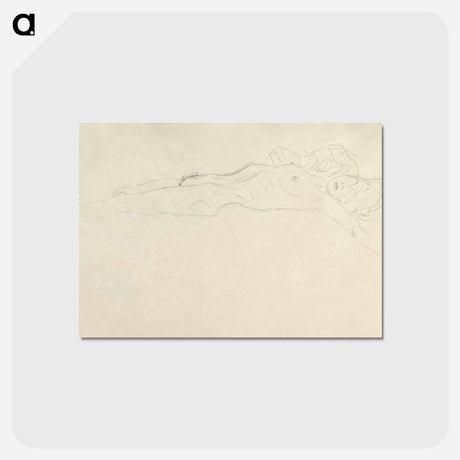 アートポストカード-Reclining Nude with Outstretched Left Arm - グスタフ クリムト Postcard.