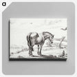 アートパネル-Standing horse at chicken with chicks - ジャン ベルナール Canvas.