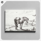 アートパネル-Standing horse at chicken with chicks - ジャン ベルナール Canvas.