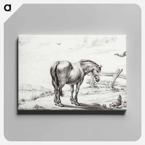 アートパネル-Standing horse at chicken with chicks - ジャン ベルナール Canvas.