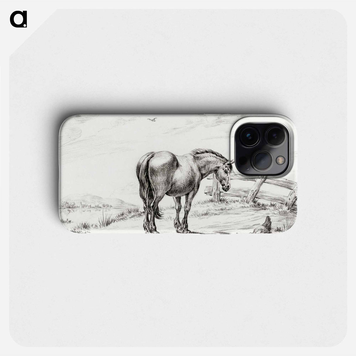 Standing horse at chicken with chicks - Jean Bernard Phone Case.