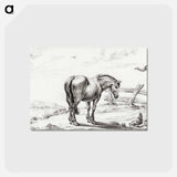 アートポストカード-Standing horse at chicken with chicks - ジャン ベルナール Postcard.