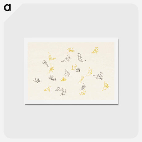 アートポストカード-One Thousand Butterflies - 神坂 雪佳 Postcard.