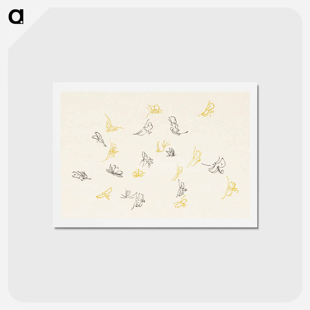 アートポストカード-One Thousand Butterflies - 神坂 雪佳 Postcard.