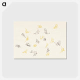 アートポストカード-One Thousand Butterflies - 神坂 雪佳 Postcard.