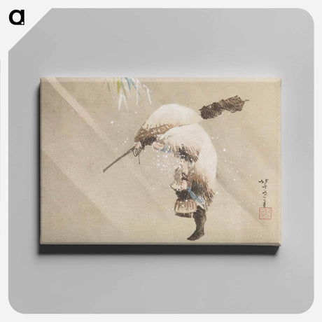 アートパネル-Fisherman Carrying His Net in the Snow - 葛飾 北斎 Canvas.