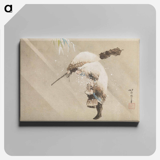 アートパネル-Fisherman Carrying His Net in the Snow - 葛飾 北斎 Canvas.