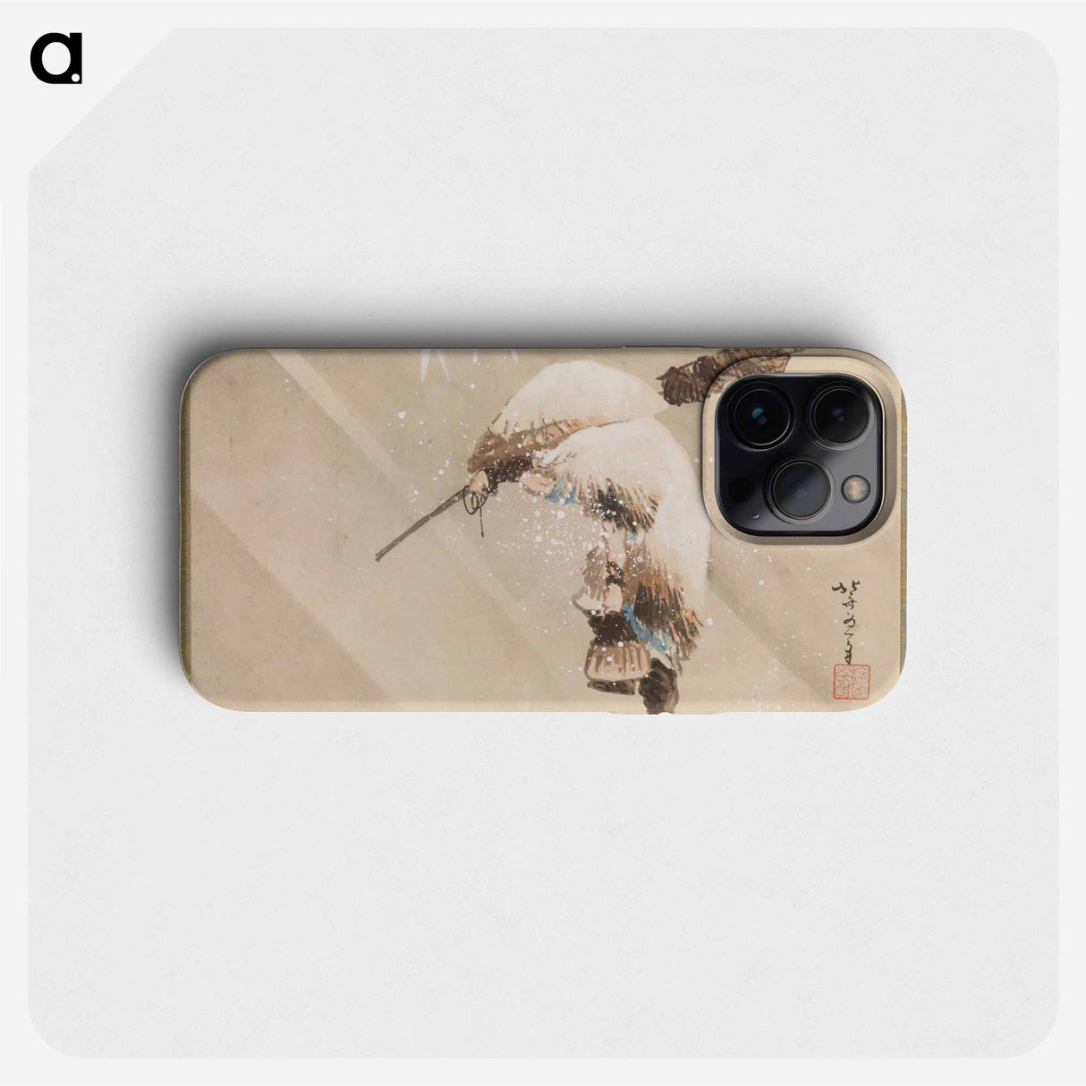 Fisherman Carrying His Net in the Snow - Katsushika Hokusai Phone Case.