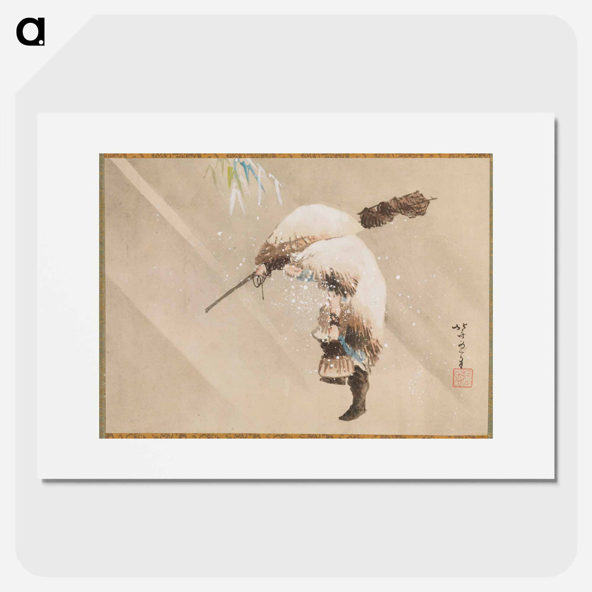 Fisherman Carrying His Net in the Snow - 葛飾 北斎 Poster.