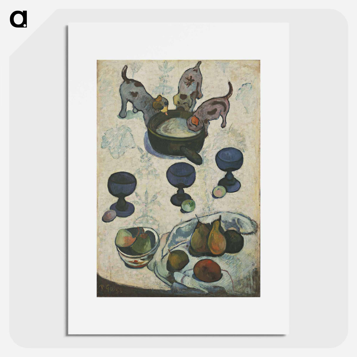 Still Life with Three Puppies - ポール ゴーギャン Poster.